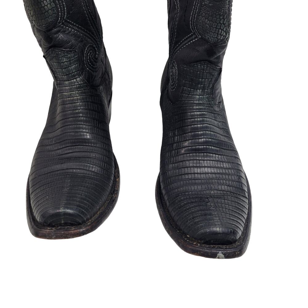 Wild West Men's Western Black Genuine Teju-Lizardskin  Boots Size 8.5  10424-708 - Picture 2 of 12